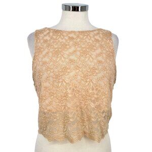Intimately Free People Tan Lace Crop Top Sleeveless Keyhole Beige Size Small